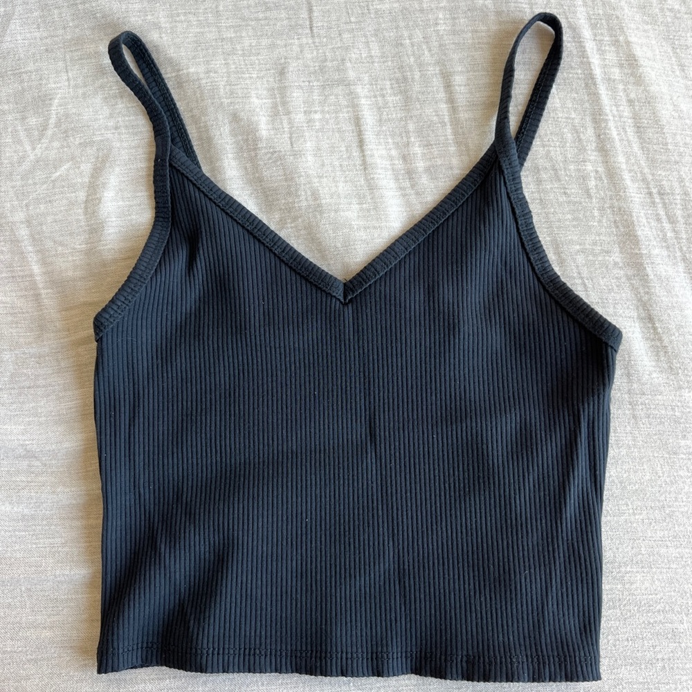 American Eagle Crop Adjustable Tank Top - Small, Navy Blue